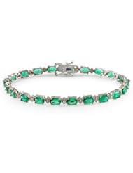 High End 7.91 Ct Emerald and Diamond Tennis Bracelet
