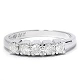 .25CT 5-Stone White Gold Anniversary Wedding Bridal Stackable Diamond Guard Ring Band Size 8 (H I2)