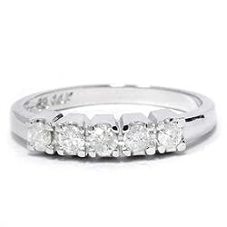 .25CT 5-Stone 14k White Gold Anniversary Wedding Bridal Stackable Diamond Guard Ring Band Size 6 (G/H/I1/I2)