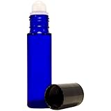 Natural Cosmetics Aromatherapy Glass Roll On Bottles, 10ml (1/3oz) Cobalt Blue Glass - Set of 6