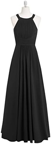 Floor-length Black Bridesmaid Dresses Chiffon Jewel Neckline Zipper Up Back