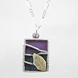 Patina Square Leaf Pendant in Sterling Silver on 20" Figaro Chain, #9161