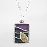 Sterling Silver and Patina Square Leaf Pendant on 20" Chain, #9161