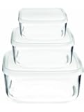 Bormioli Rocco Frigoverre Square Glass Food-Storage Containers with Lids, Set of 3