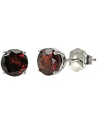 10k White Gold Round Garnet Stud Earrings (5mm , 1.00 cttw)