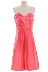 Strapless Satin Natural   Waistline Sweetheart Short Homecoming Dress/Bridesmaid Dress 