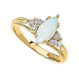 14K Yellow Gold Opal and Diamond Ring
