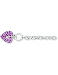 Sterling Silver Lavender Resin Heart Charm Bracelet