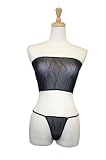Exposed by Magic Silk Wavy Line Mesh Queen Tube Top and G-String Set, One Size Queen, Black by Exposed by Magic Silk