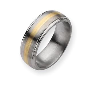 Titanium 14k Gold Inlay 8mm Brush/Polish Band