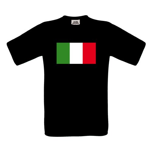 Italia Kids – Kinder T-Shirt – Italiafahne groß Grün-Weiß-Rot – Textil black / Motiv farbig Gr. 122/128