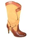 Unze Brown Cowboy Style Studded Boot - Size 4 UK