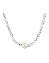 White Freshwater Pearl 7mm Sparkle Bead Solitaire Necklace in Sterling Silver