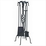 5 Piece Wrought Iron Fireset with Center Weave by 