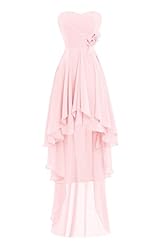High-Low-Hem Chiffon Sweetheart  Bridesmaid Dress  With Ruffles