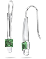 0.62 Cts Green Tourmaline Earrings in 14K White Gold