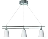 Oriva 47174/3-26-90 H&auml;ngeleuchte satin verchromt mit drei Gl&auml;sern inkl. Energiesparlampe H18cm B65 E14 max 40 Watt 110cm Kabel
