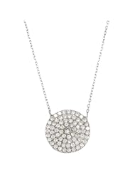 Sterling Silver 16" CZ Circle Disc Necklace