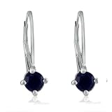 4mm Round Sapphire Lever-Back Earrings set in Sterling Silver .60ct tgw
