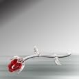 CRYSTAL Decorative LONG STEM RED ROSE Collectible FLOWER Figurine