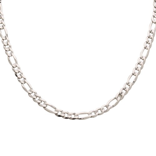 Men's 10k White Gold 6.5mm Solid Figaro Chain, 22