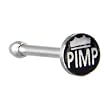 Surgical Steel Black and White KING PIMP Logo Nose Ring