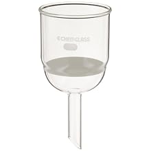 Chemglass CG-1402-23 Glass Buchner Filtering Funnel with Medium Frit, 350mL Capacity, 19mm OD x 75mm Length Stem, 80mm Diameter