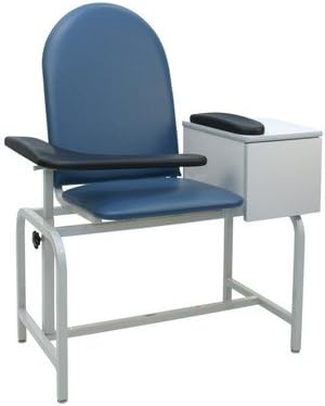 Padded Blood Drawing Chair with Drawer Color: Moss Green, Style: IV Pole Left Rear