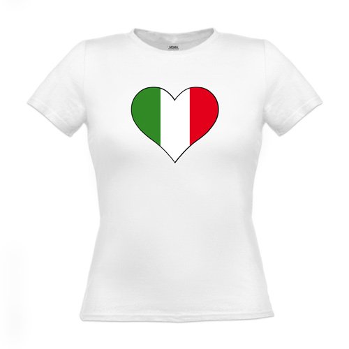 MDMA Frauen T-Shirt Classic Große Italienfahne in Herzform mdma-ftc00021-3 Textil white / Motiv farbig / Gr. M