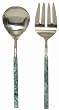 Decorative Salad Servers with Turquiose Resin Handles