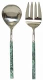 Decorative Salad Servers with Turquiose Resin Handles