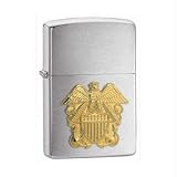 Zippo Lighter Navy Officer Emblem Brushed Chrome