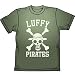 ONE PIECE 古着風海賊旗 Tシャツ S(MOSS WASH): お馴染みルフィ海賊団の海賊旗マークが入ったTシャツ。特殊な加工を施してあせた風合いにしたTシャツに、海外の古着などでよく使用されている固めのインクでプリント。着古してプリントがパキパキにひび割れた感じを...