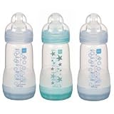 Sassy MAM Anti-Colic BPA Free Baby Bottle, 8oz, 0+ Months - Single Pack (Boys Color)