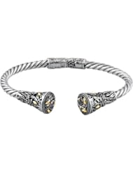 Jewelplus Sterling Silver Hinged Bracelet with 18KY Accents Sterling Silver & 18K Yellow Complete No Settings