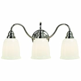 Martha Stewart RVMS137 3-102 Schoolhouse 3-Light Vanity with Gloss Milk Glass Shades,... by Martha Stewart Lighting