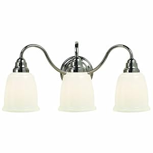 Martha Stewart RVMS137 3-102 Schoolhouse 3-Light Vanity with Gloss Milk Glass Shades,... by 