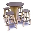 Leisure Accents Bistro Set, 30-Inch Round with 4 Stools, Gray/Beige