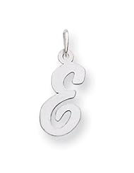 14k Gold White Gold Medium Script Initial E Charm