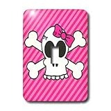 Janna Salak Designs Gothic - Cute Pink Goth Punk Skull and Crossbones Girl - Light Switch Covers - single toggle switch