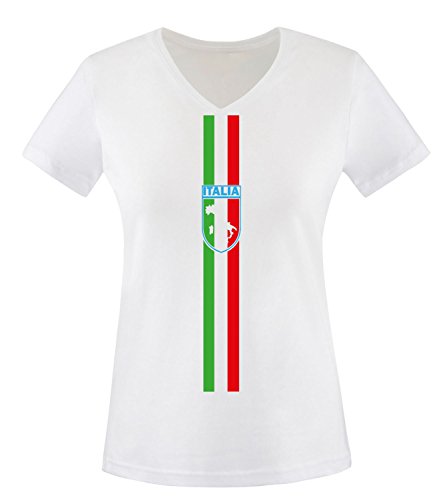 Luckja EM 2016 Trikot Italien Fanshirt EM04 Damen V-Neck T-Shirt