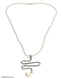 Pearl necklace, 'Zigag White' 16.9 L