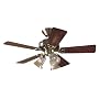 Hunter 20430 Beacon Hill Three-Light 42-Inch Five-Blade Ceiling Fan, Antique Brass with Clear Globes