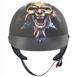 DOT Approved Motorcycle Helmet - Half - Laughing Skull - Flat Black - Small