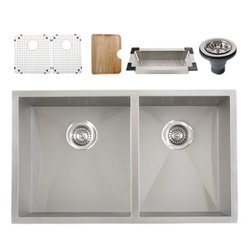 Undermount 16 Gauge Stainless Steel Double Bowl Square Kitchen Sink