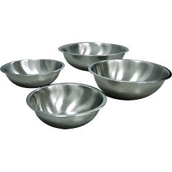 Shallow Heavy Duty Stainless Steel Mixing Bowls Set of 4