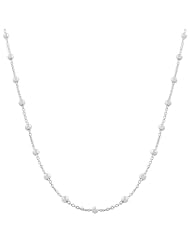 Sterling Silver 1.3-mm Beads on Cable Chain Saturn Necklace (24 Inch)