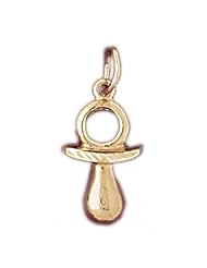 Dazzlers Solid 14 karats Gold 3 Dimensional Baby Pacifier Charm Pendant available in three colors from jewelsberry (weights: 0.9 grams only)