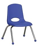 Ecr4Kids 12" Plastic School Stack Chair Chrome-Blue With Glide Ecr4Kids 12" Plastic School Stack Chair Chrome-Blue With Glide