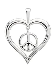 Heart Peace Sign Pendant Sterling Silver 84548